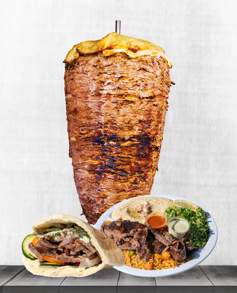 A close up of a Lamb Shawarma Sticks from Sultan's Market