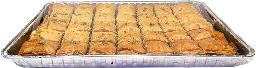 Baklava dessert tray prepared for Middle Eastern catering by Sultan’s Market