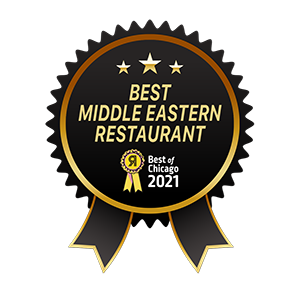 Best Middle Eastern Restaurant in Chicago award badge for Sultan’s Market from the Chicago Reader